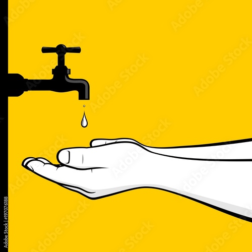 Man hands sparing water