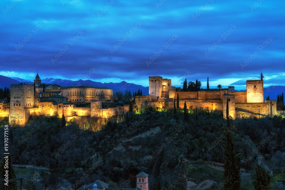 Alhambra palace night view