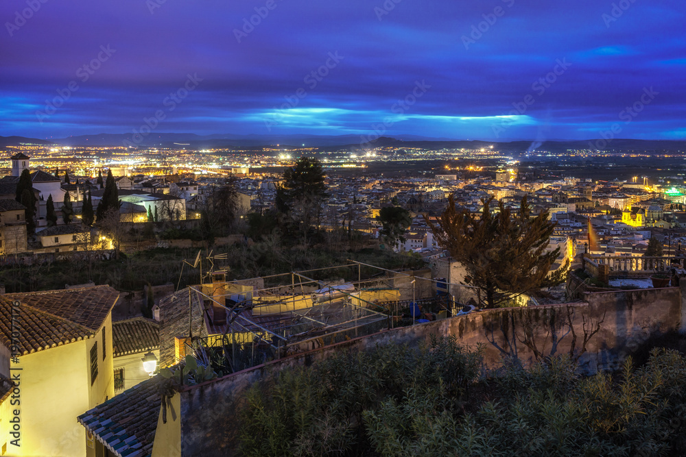 Granada city night view