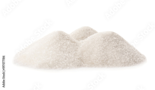 Pure sugar on white background