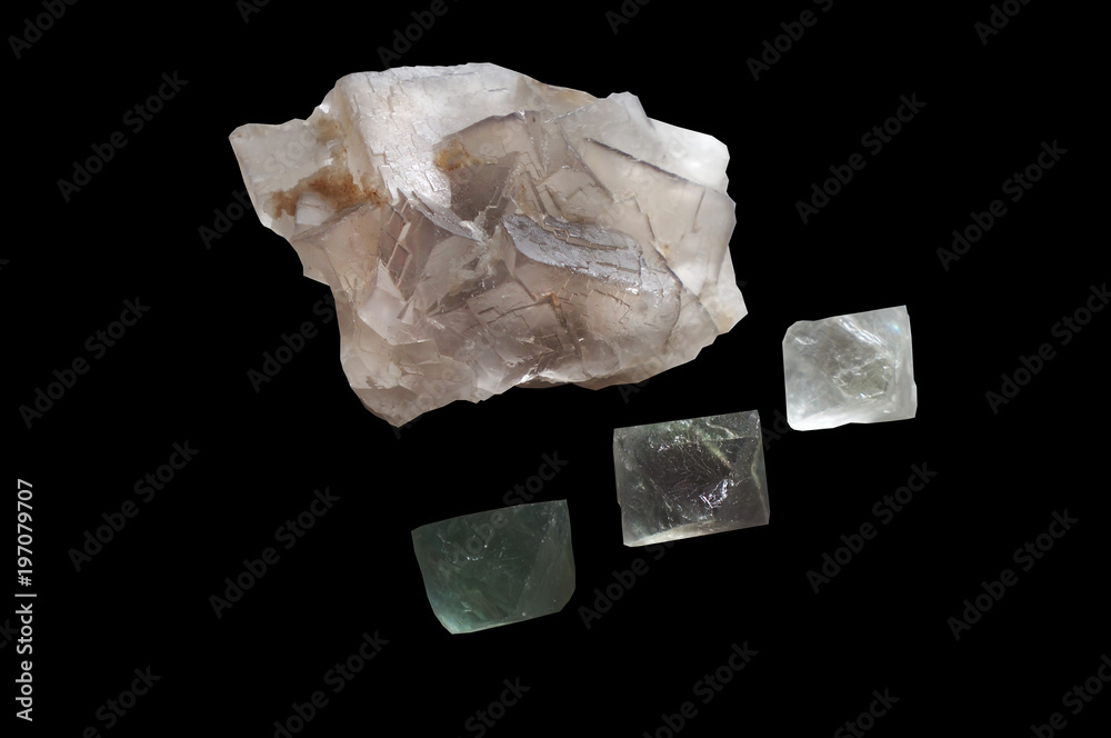 Mineral collection fluorite isolated on a black background