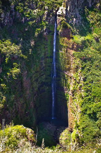 Deep waterfall near Ponta do Pargo, Madeira, Portugal photo