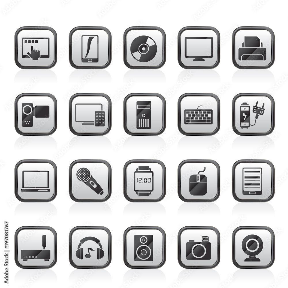 home electronics and personal multimedia devices icons - vector icon set