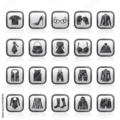 Fashion and clothing and accessories icons - vector icon set