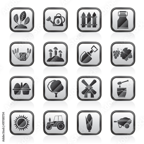 Agriculture and farming icons - vector icon set