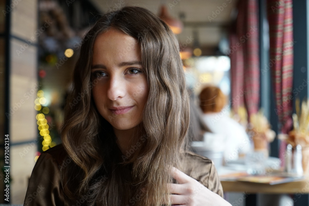Portrait of a pretty girl with long brown hair Portrait of a pretty girl with long brown hair