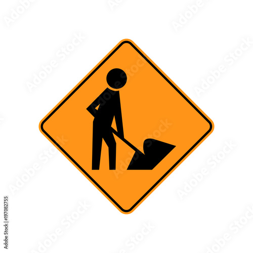 USA traffic road sign. road workers are in or near the roadway. vector illustration