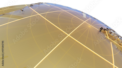 Golden globe with glass continents