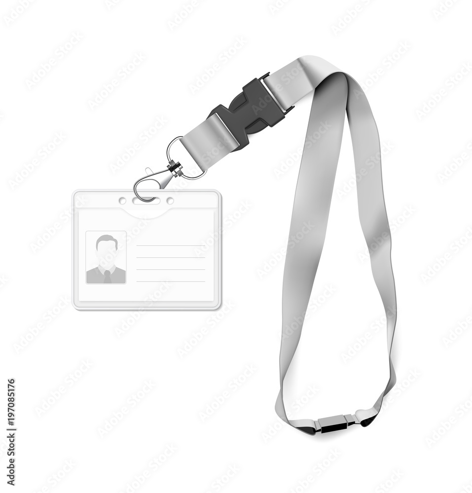 Set of lanyard with id card. Vector illustration isolated on white ...