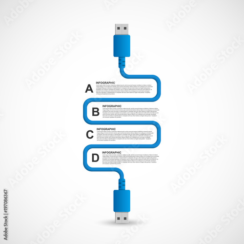 Infographics template. USB cable. Infographics for business presentations or information banner.