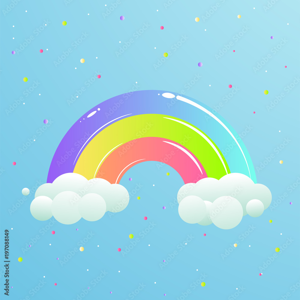 A nice rainbow with clouds against the sky with stars