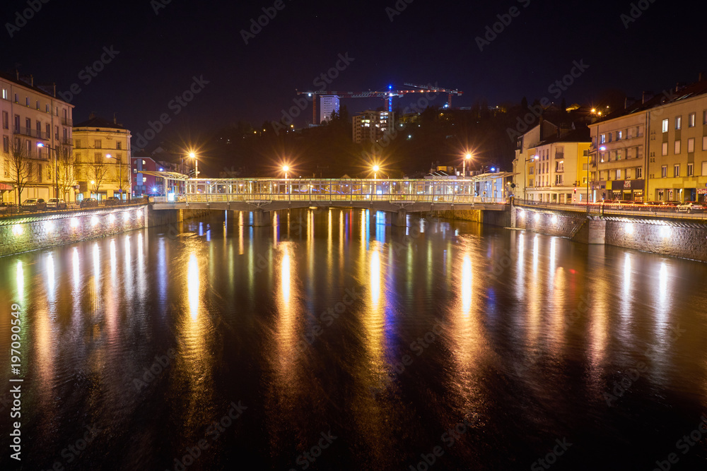 Epinal Moselle River and Bridge Night Shot with Long Expose
