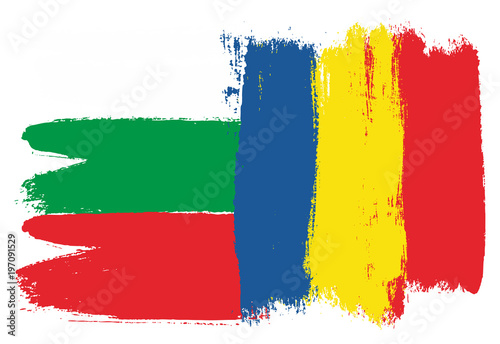 Bulgaria Flag   Romania Flag Vector Hand Painted with Rounded Brush