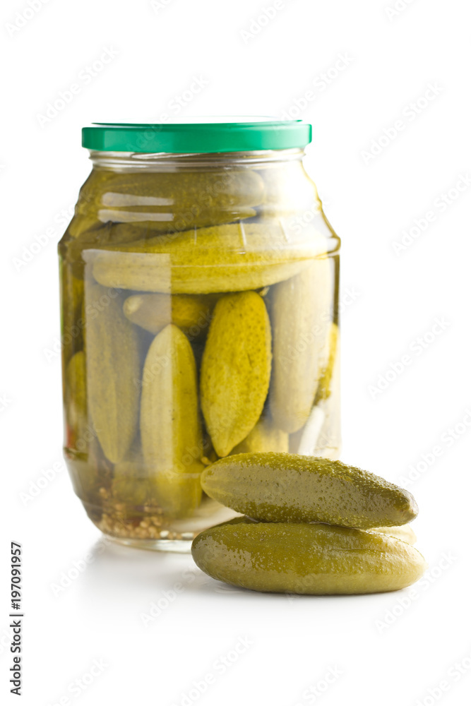 Preserved cucumbers. Tasty pickles.