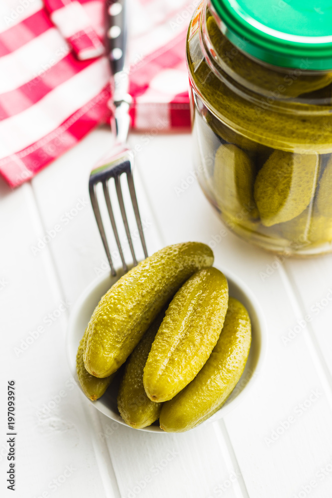 Pickles in bowl. Tasty preserved cucumbers. Pickles in bowl. Tasty preserved cucumbers.