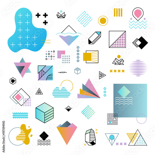 Abstract trendy geometric minimal shapes vector set