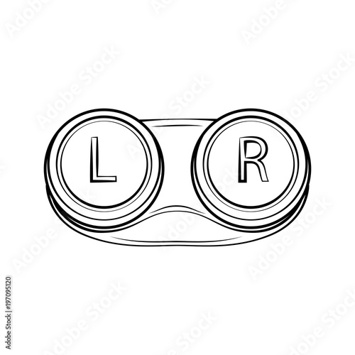 Closed contact lenses container. Lens case. Vector illustration.