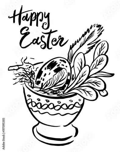Happy Easter. Vector hand drawn graphic illustration.