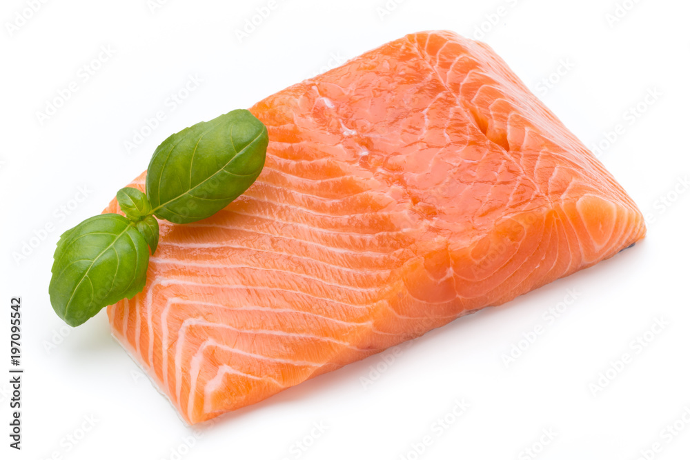 Fresh salmon fille with lachs on the white background. Fresh salmon fille with lachs on the white background.
