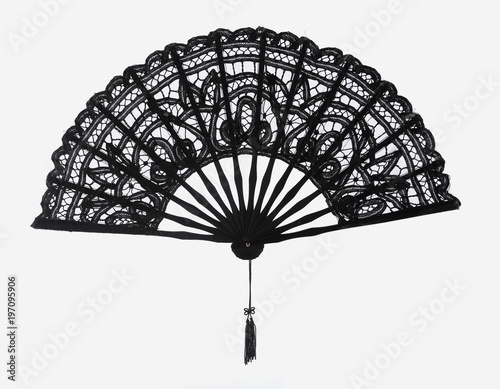 black lace hand fan