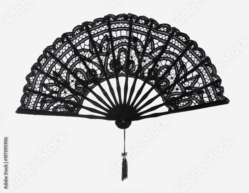 black lace hand fan photo