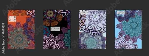 Ethnic banners template with floral Mandala ornament.