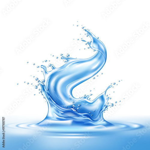 Vector realistic blue water splash paint