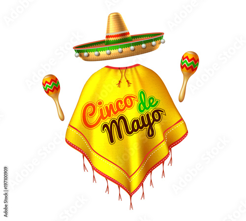 Vector 3d cinco de mayo party poster banner