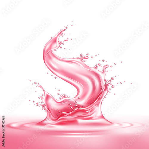 Vector realistic strawberry slice juice splash