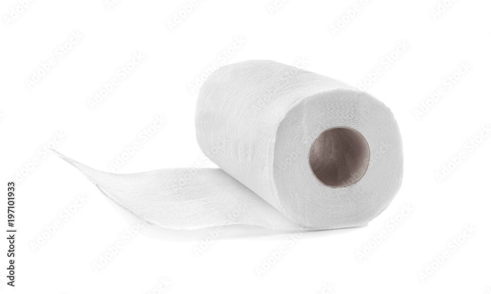 Fototapeta premium Roll of paper towels on white background