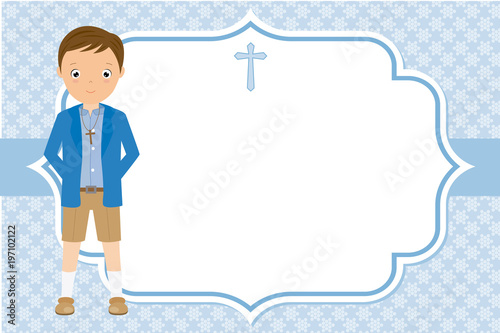 my first communion boy. space for text