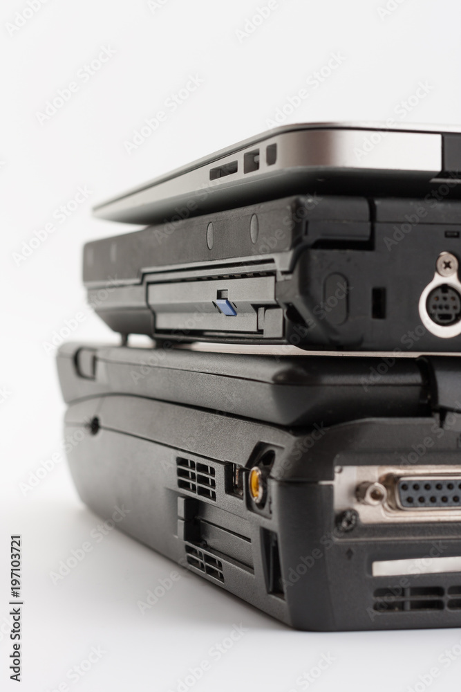Comparing of ports of laptops, new modern and old laptop Comparing of ports of laptops, new modern and old laptop