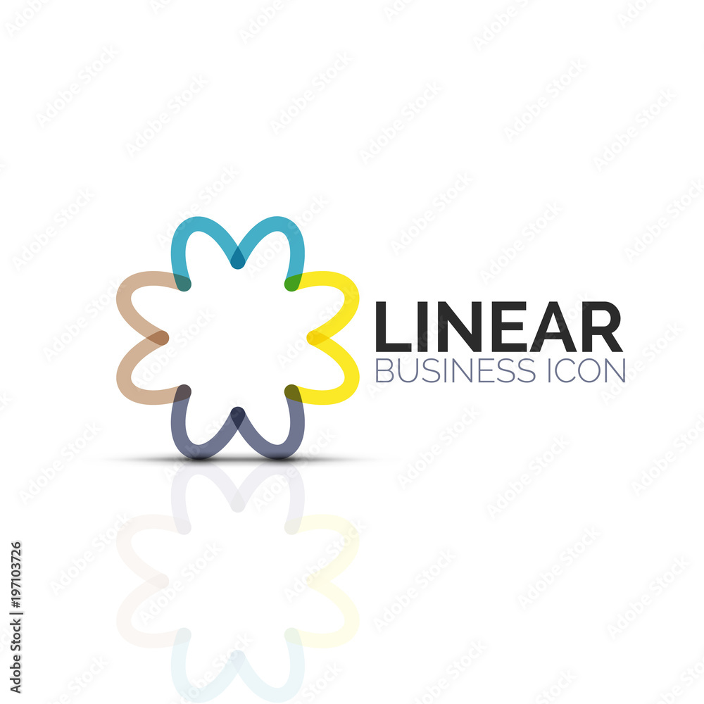 Abstract flower or star, linear thin line icon. Minimalistic business geometric shape symbol created with line segments Abstract flower or star, linear thin line icon. Minimalistic business geometric shape symbol created with line segments