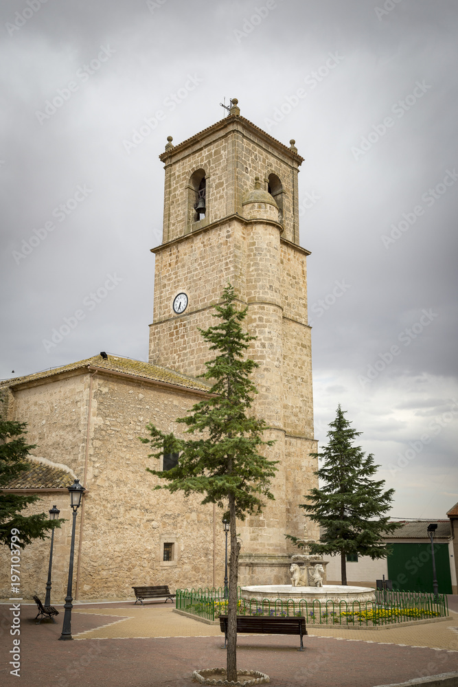 Fototapeta premium Santiago church in Minaya, province of Albacete, Castile La Mancha, Spain