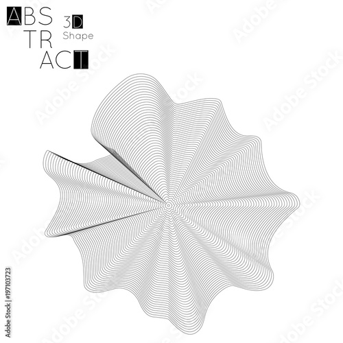 Abstract 3D wireframe geometric shape isolated on white background