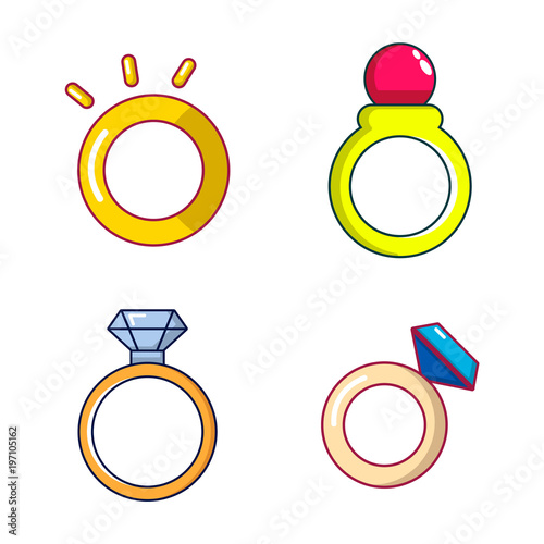 Ring icon set, cartoon style photo