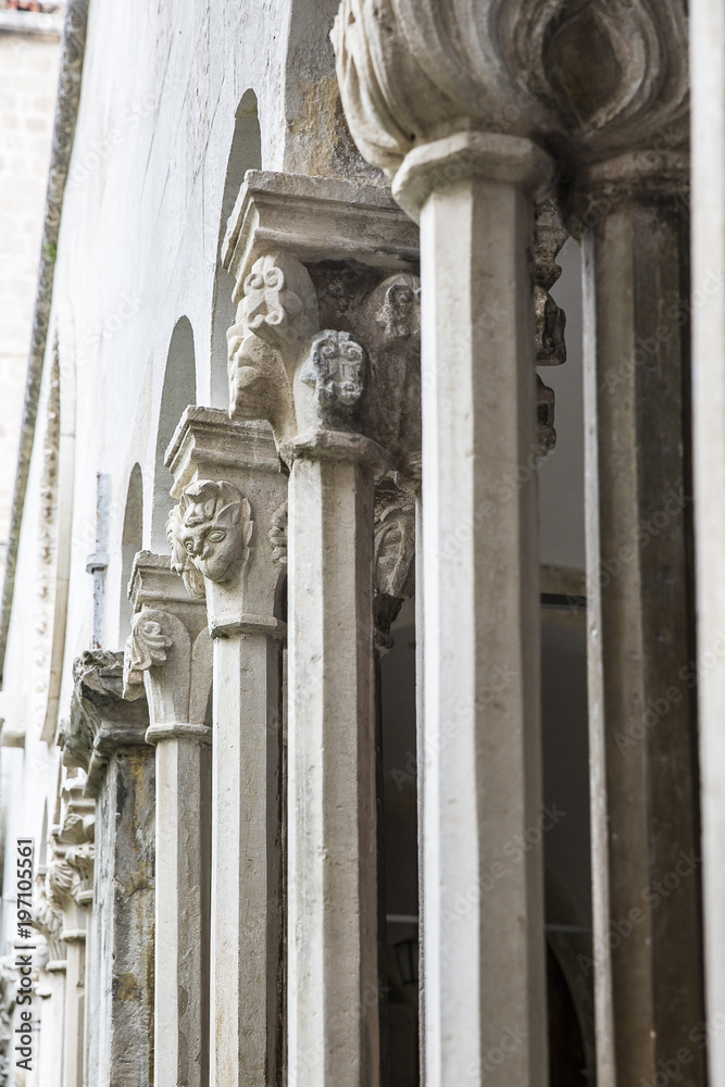 Detail of the columns in Dominican Monastery in Dubrovnik, Croatia