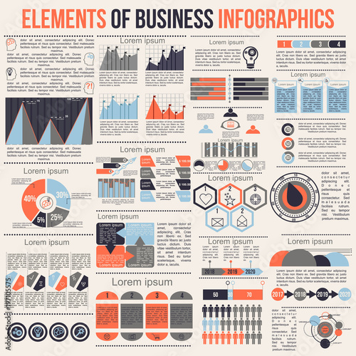 Infographic vector elements for business illustration. Set of simple templates in flat style.