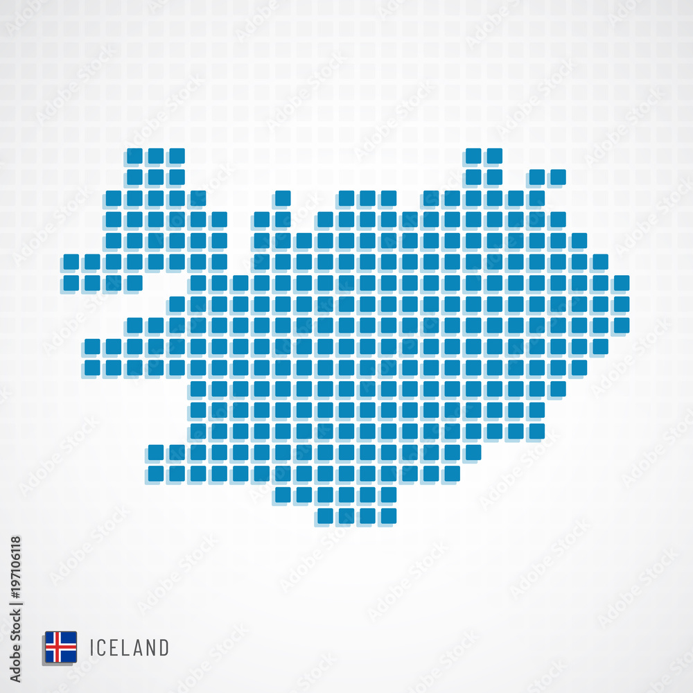 Iceland map and flag icon