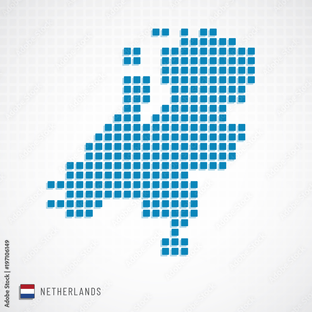 Netherlands map and flag icon