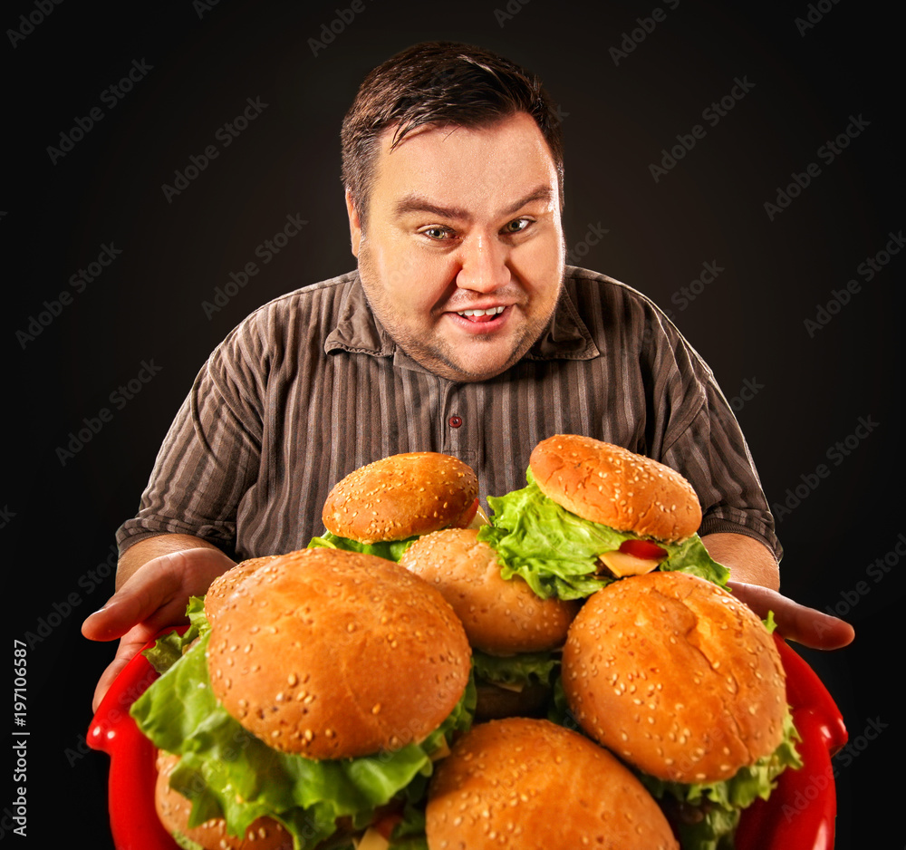 fat people eat unhealthy burgers