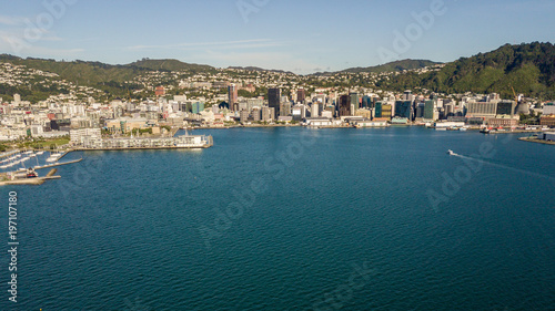 Beautiful Wellington Harbor At Sunrise From Aerial Point Of View 
