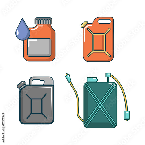 Canister icon set, cartoon style