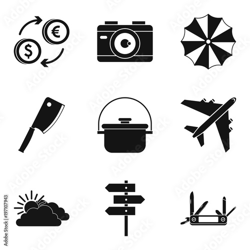 Repose icons set, simple style