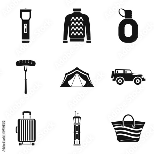 Living space icons set, simple style