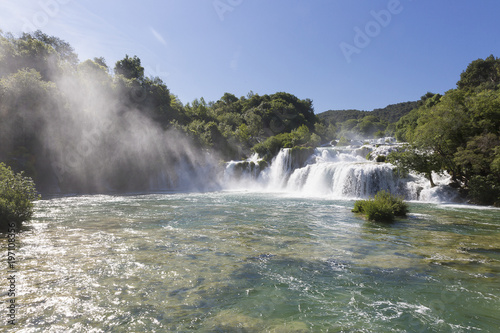 Scenic View of beautiful nature, water and waterfall At Krka National Park, Coatia © Melanie