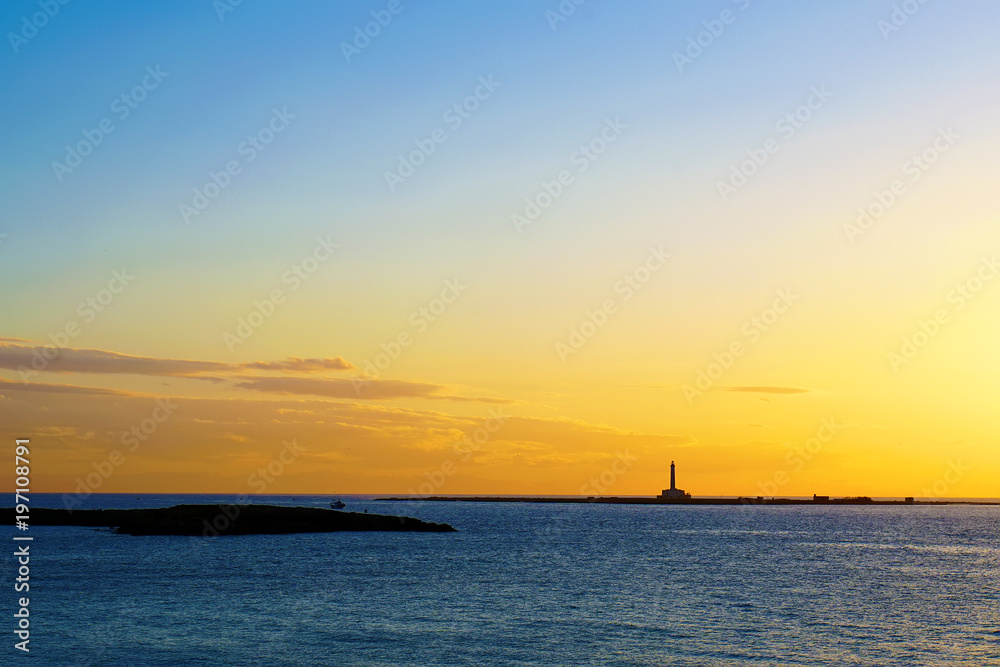 Sunset with lighthouse,Gallipoli