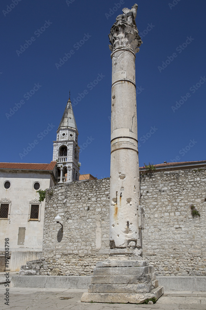 Corinthian column, 14 meters high, used until 1840 as pillar of shame, Zadar, Croatia