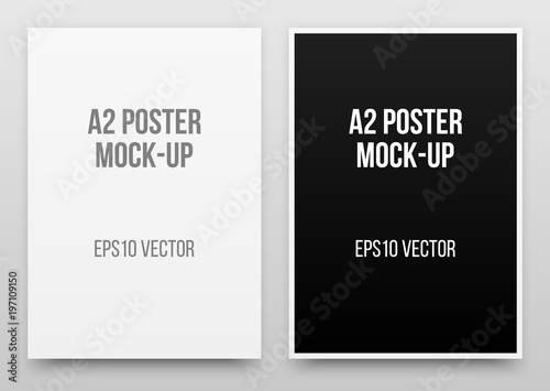 Wallpaper Mural A2 white and black posters realistic template, mock-up with margins, realistic shadow and light background for design concepts, presentations, web, identity, prints. Vector illustration. Torontodigital.ca