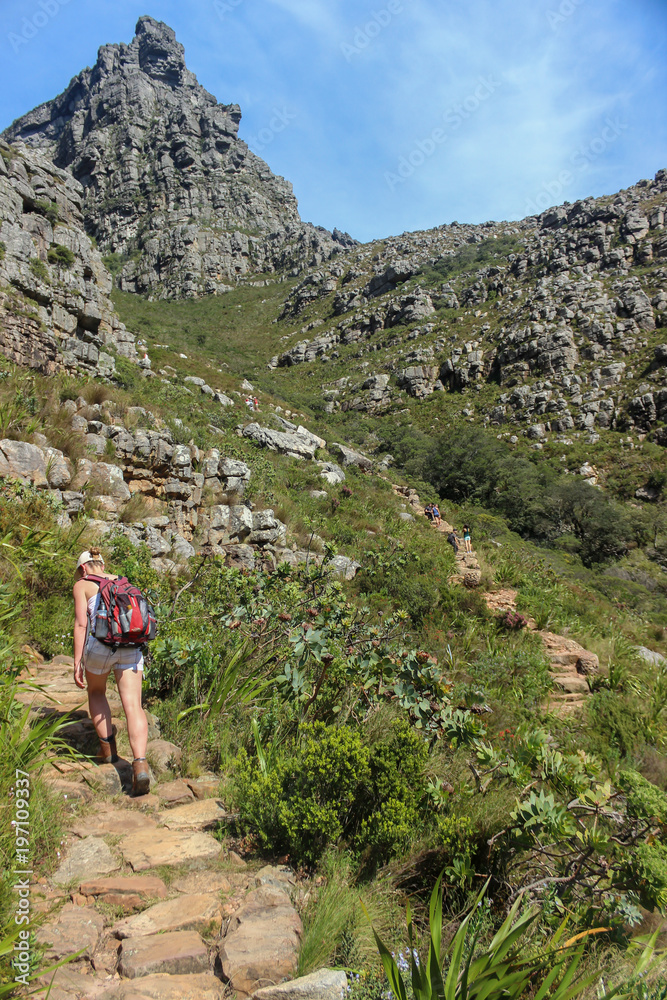 Hiking up Platteklip Gorge, Table Mountain
